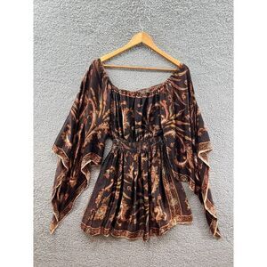 David Edden Creations Paisley Silky Scarf Angel Sleeve Hippie Festival Dress